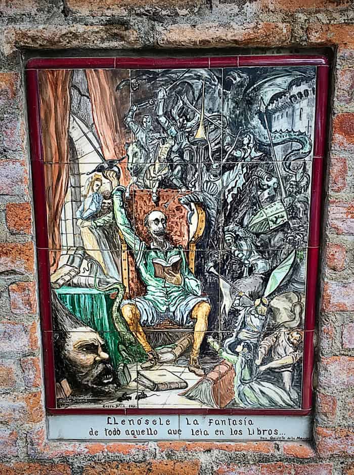 A hand-painted tile from the Don Quixote House.