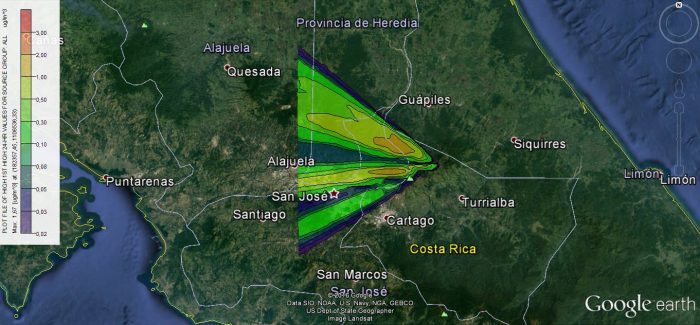 Ash dispersion from Turrialba Volcano. Sept. 29 2016