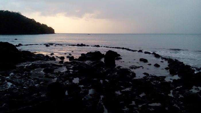 The turtle trap at sunset.