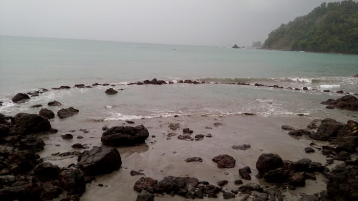 A "turtle trap" is a semicircle of stones built to trap fish and other sea life inside when the tide goes out.