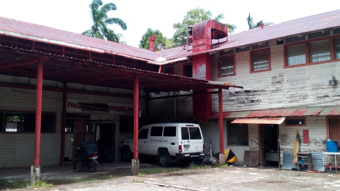 An old hospital in the banana company's "American Zone" is now a dilapidated relic used for storage.