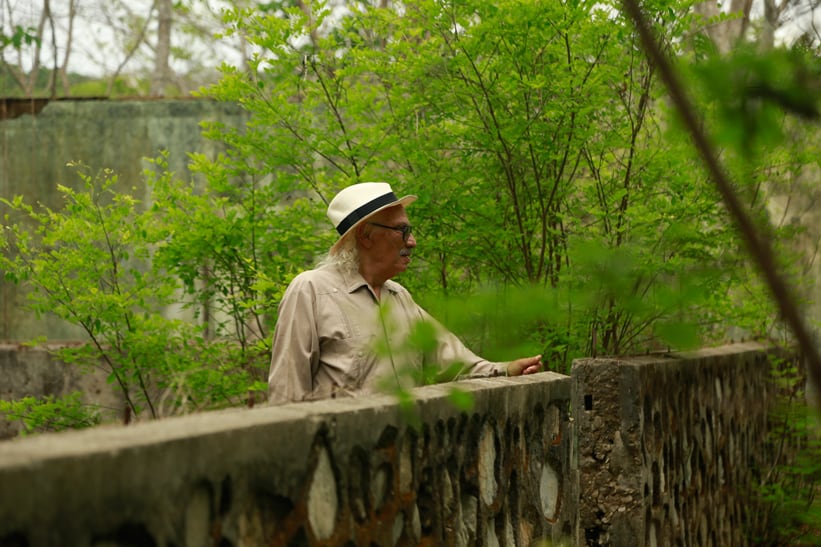 José León Sánchez, author of "The Island of Lonely Men," on a tour of San Lucas Island.