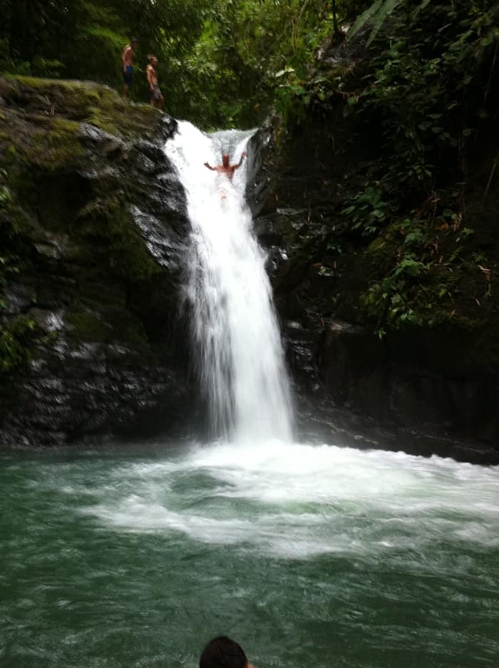 Down the slide at Cascada Verde in Uvita.