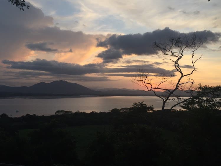 Sunset on the Gulf of Nicoya, viewed from the island's water tank.