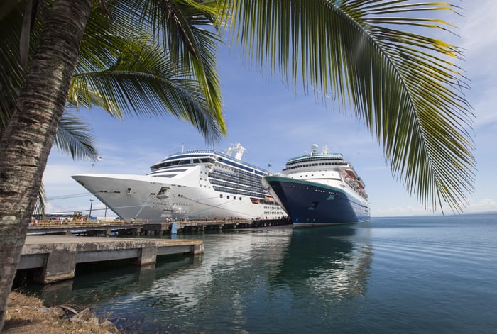Cruise ships lined up at the Port of Limón.