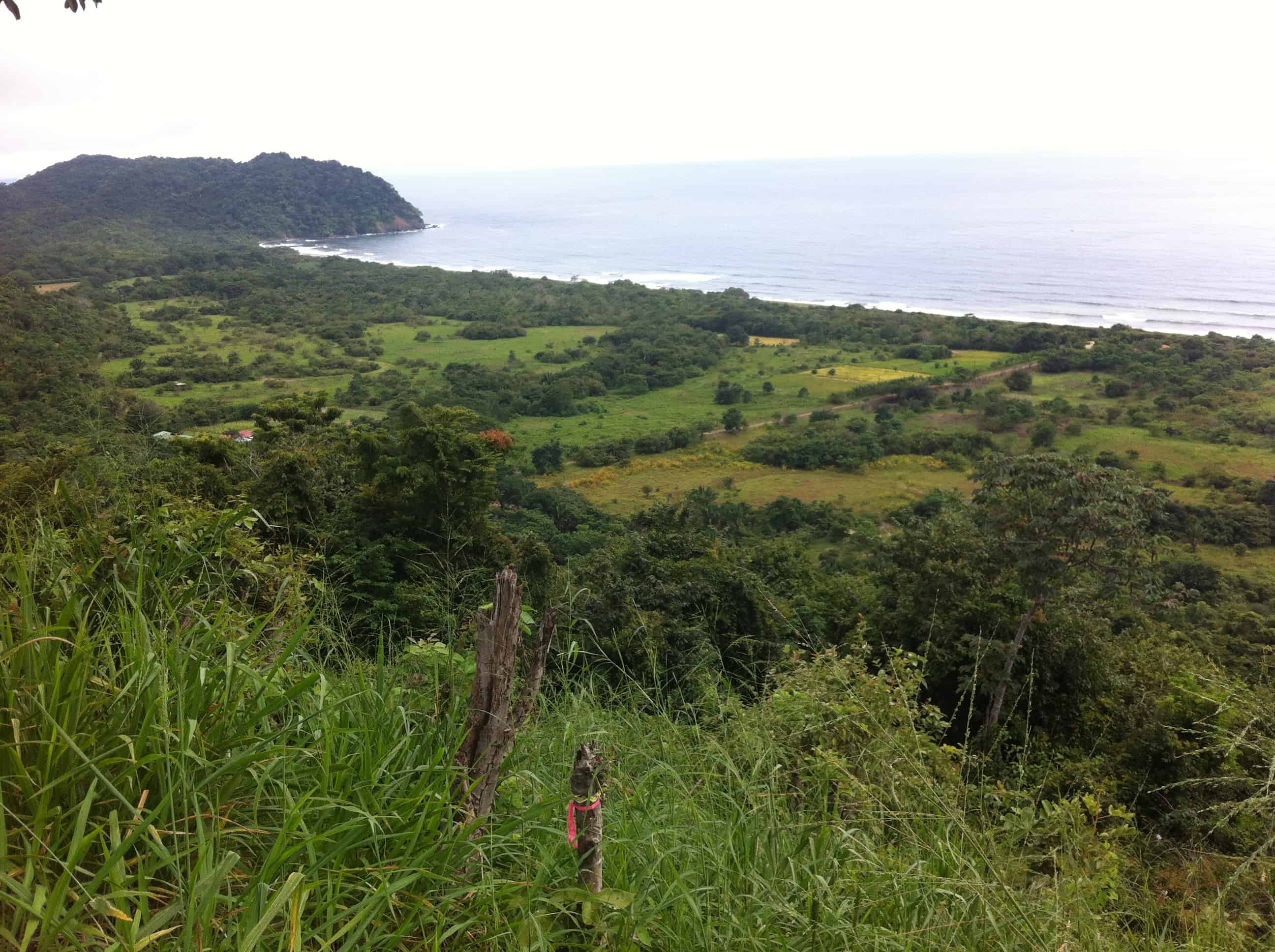 View of the Camaronal coast from the highlands behind it.