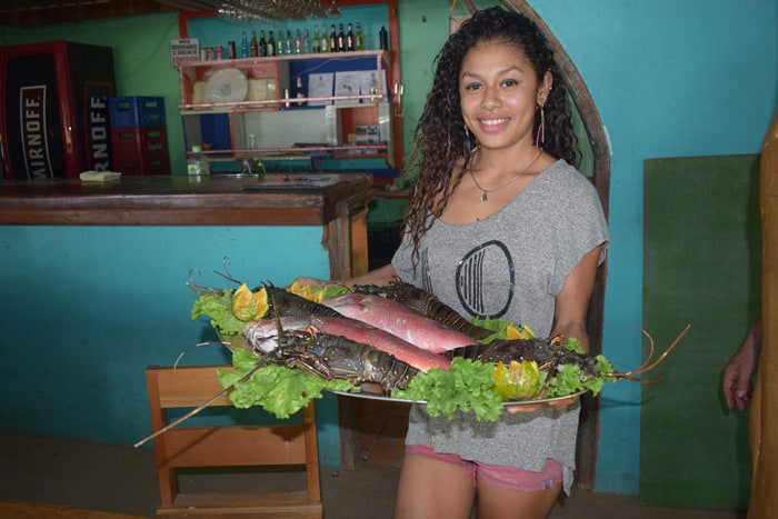 Fish and lobster ready to cook at Olga's.