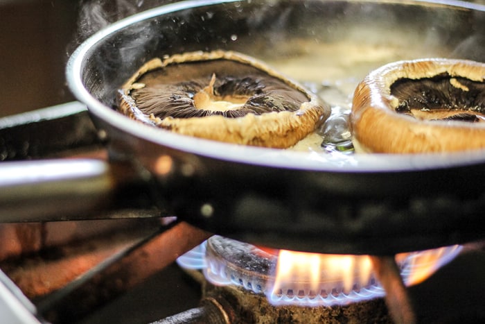 Portobello mushrooms for the vegetarian burger.