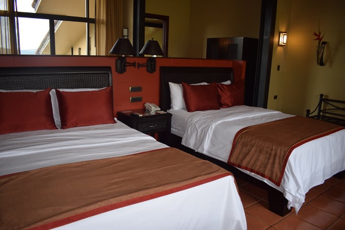 Couples have their choice of beds, or if feuding can use both, but should try the in-room Jacuzzi first.