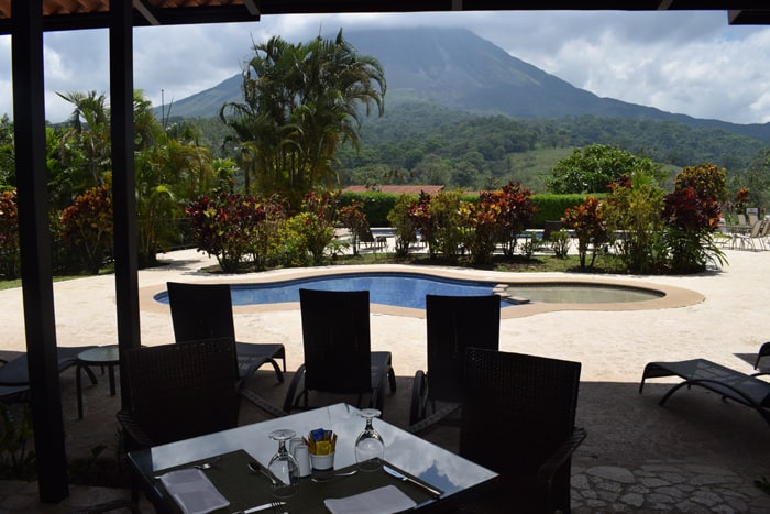 View of Arenal from the pool bar at Kioro.