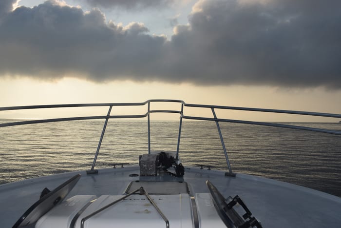 The bow of the Maestro as we head to sea.